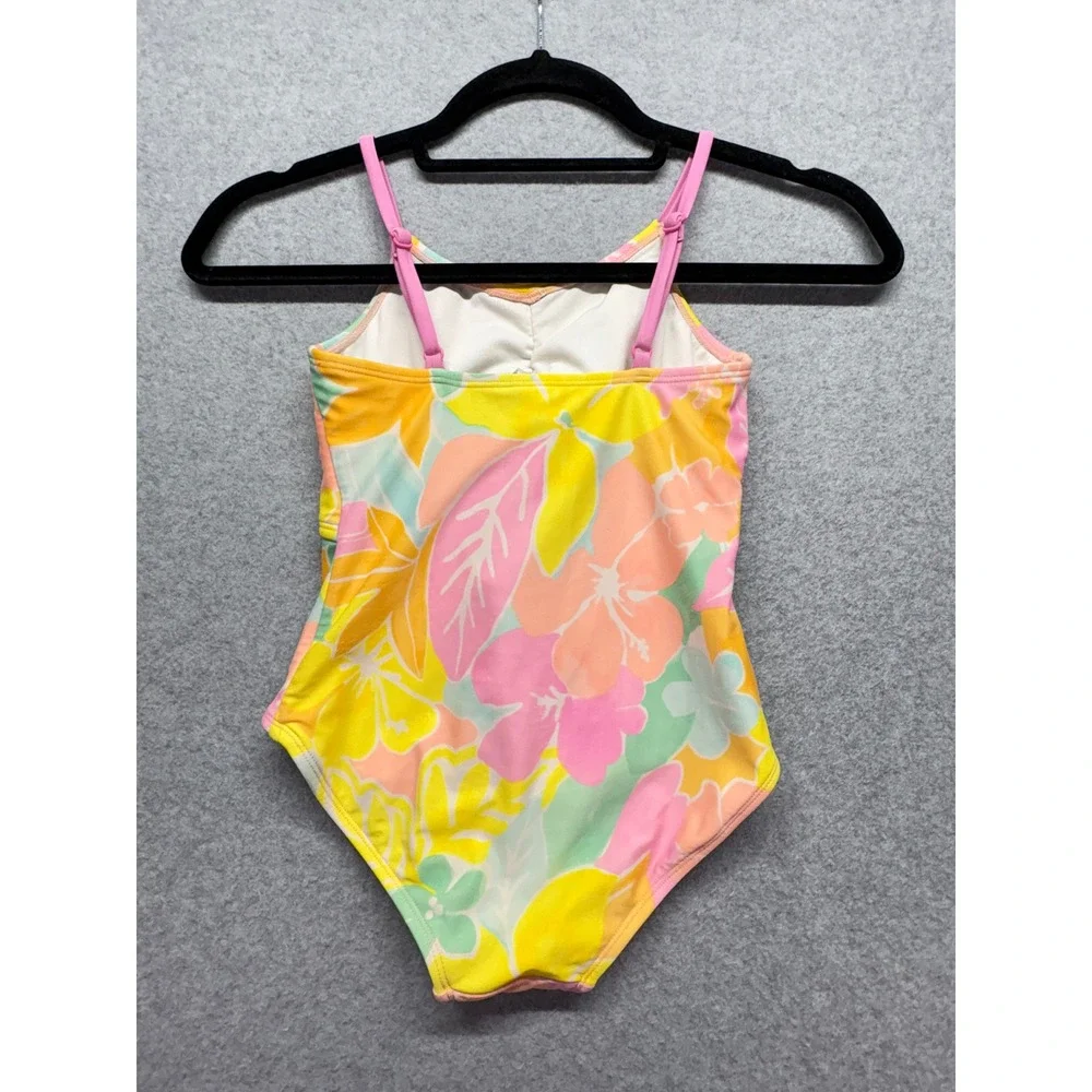 Cat & Jack Girls Tropical Floral Cutout One Piece Swimsuit Multicolor Size M‎ 8